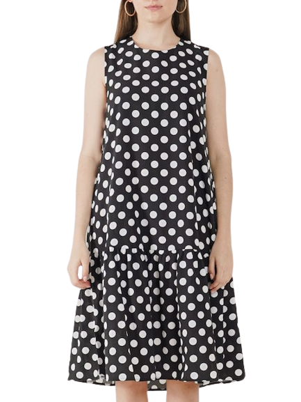 This Is April Pandora Polkadot Midi Black Dress  781939