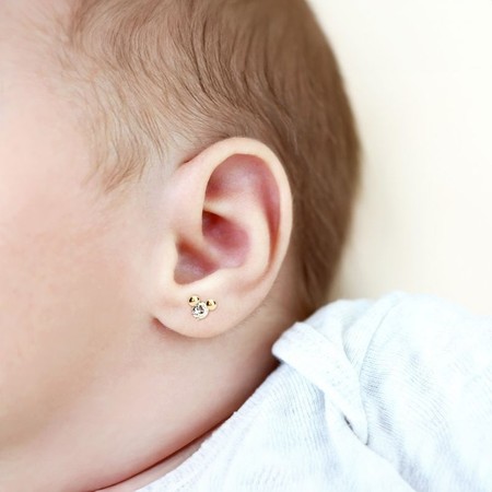 Littlethingshewear Anting Emas Bayi Little Mouse Swarovski 5