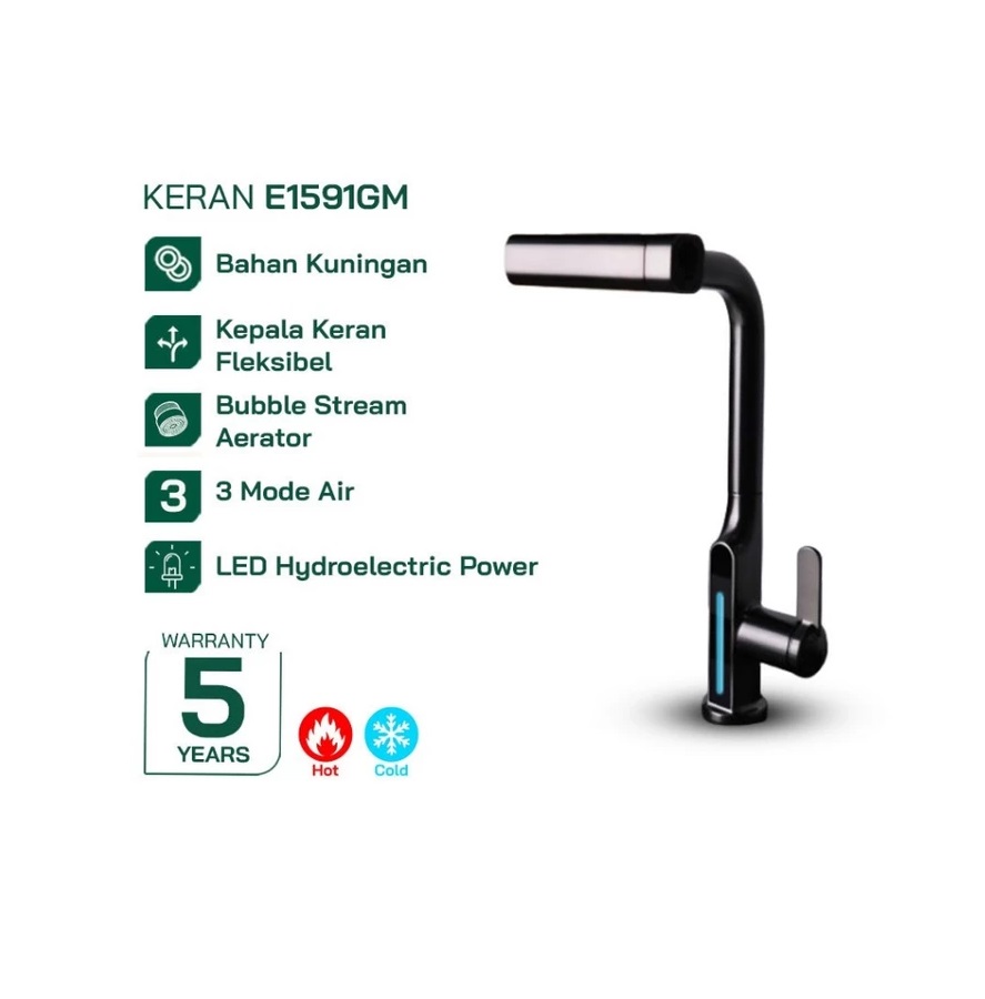 Enchanting Smart Kitchen Faucet Fleksibel Europe E1591 LED Temperature 3