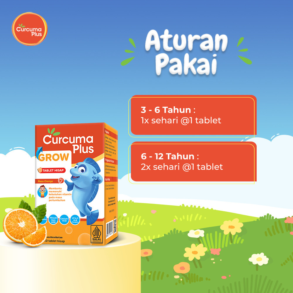 Soho Global Health Curcuma Plus Grow Tablet Hisap Multivitamin Rasa Jeruk