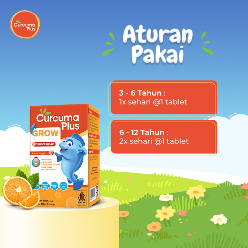 Curcuma Plus Grow Tablet Hisap Multivitamin Rasa Jeruk 4