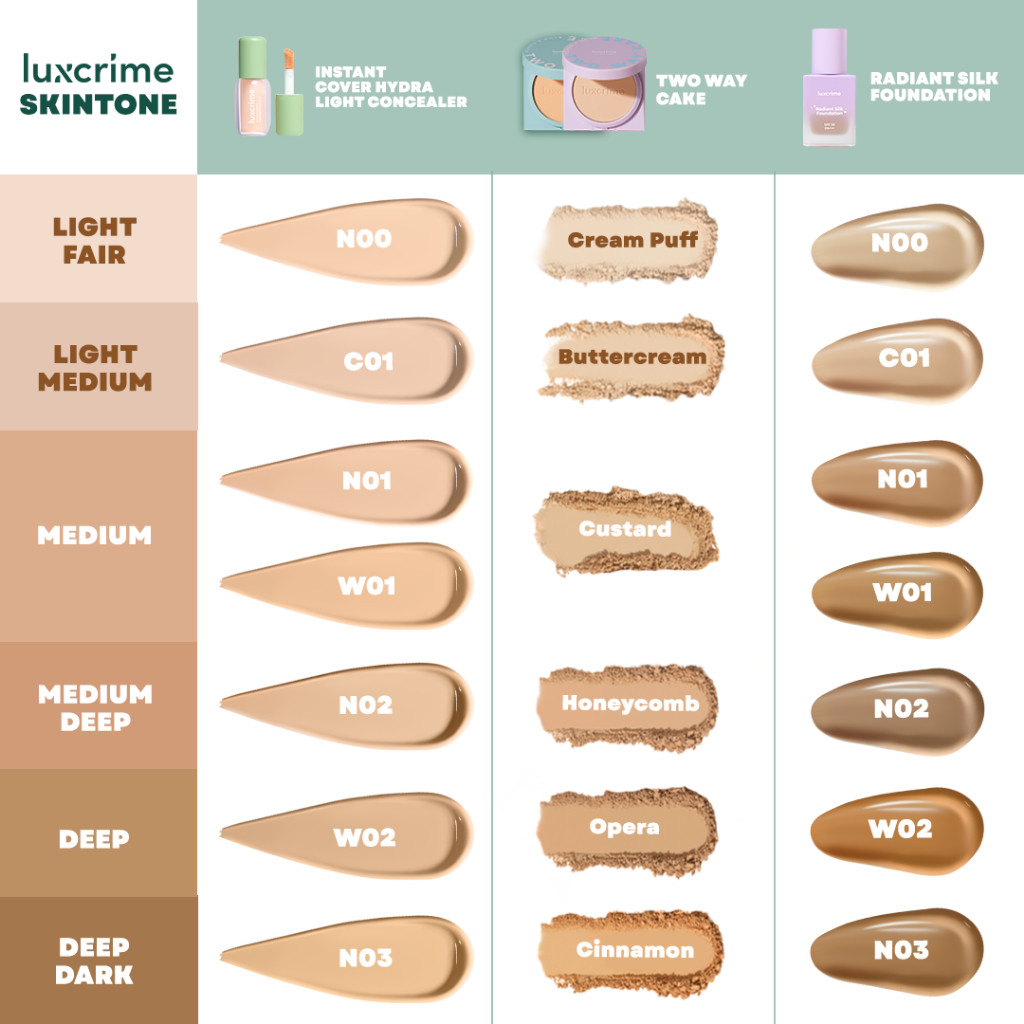 Luxury Cantika Indonesia Luxcrime Radiant Silk Foundation SPF 50 PA+++ C01