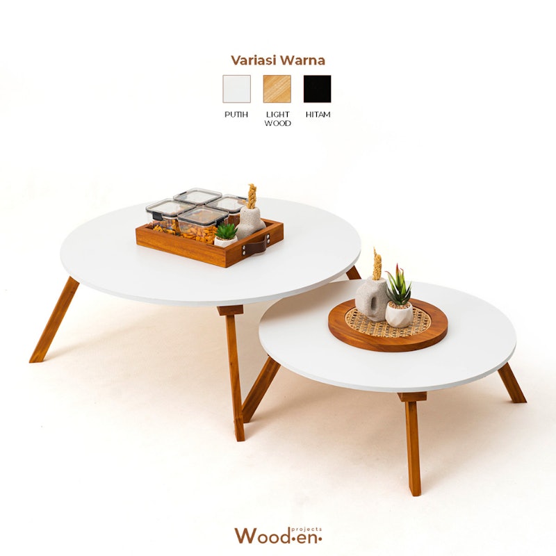 Wooden Projects Meja Lipat Bulat Lesehan 5