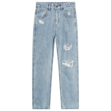 KeyBoy Celana Jeans Pria Sobek Biru Muda