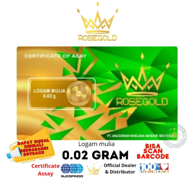 Rose Gold Logam Mulia Emas Mini 0.02 Gram 2