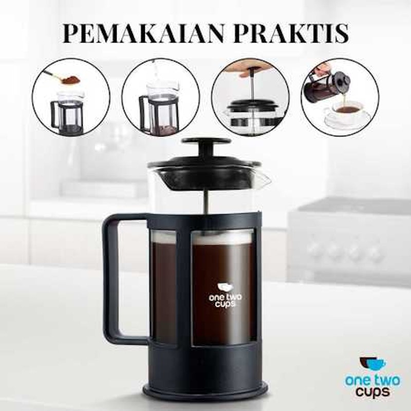 One Two Cups French Press Coffee Maker Pot Plunger Borosilicate 5
