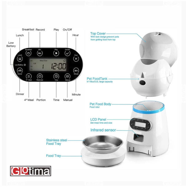  Glotima Automatic Pet Food Dispenser 3.5 L