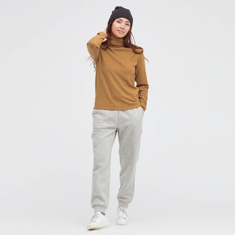 Women Heattech T-Shirt Fleece Turtle Neck 1