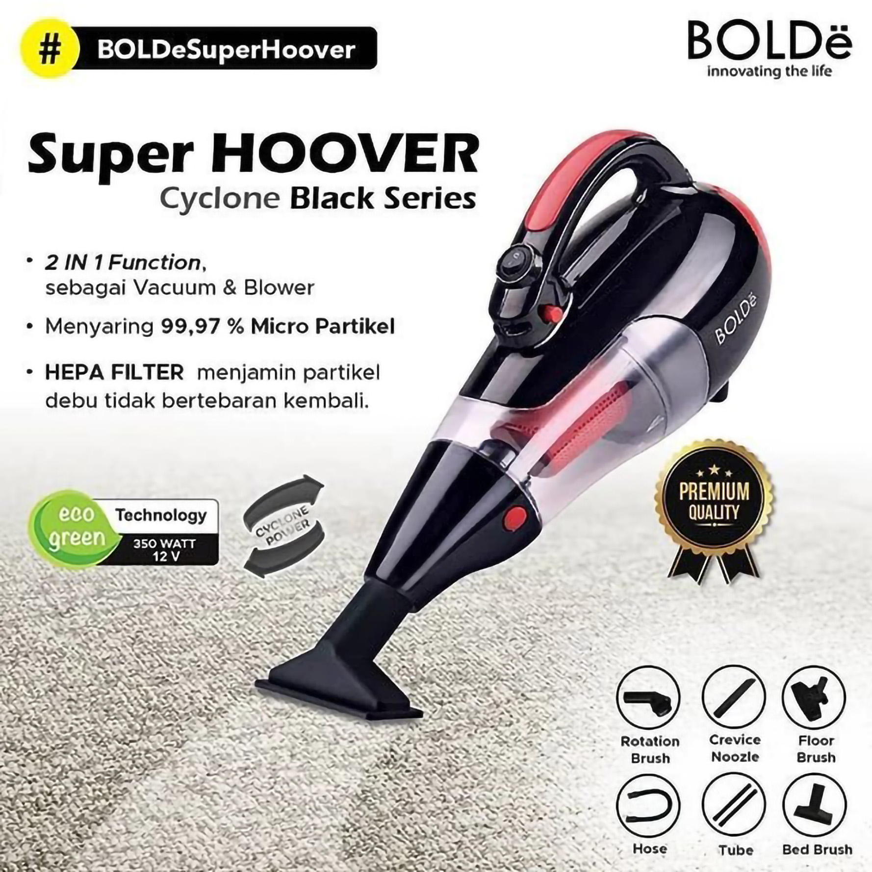 Bolde Inovasi Global BOLDe Super Hoover Cyclone Black Series Penyedot Debu