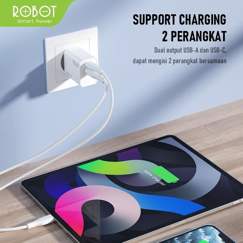 Robot 18W Dual Port Charger Quick Charging 3