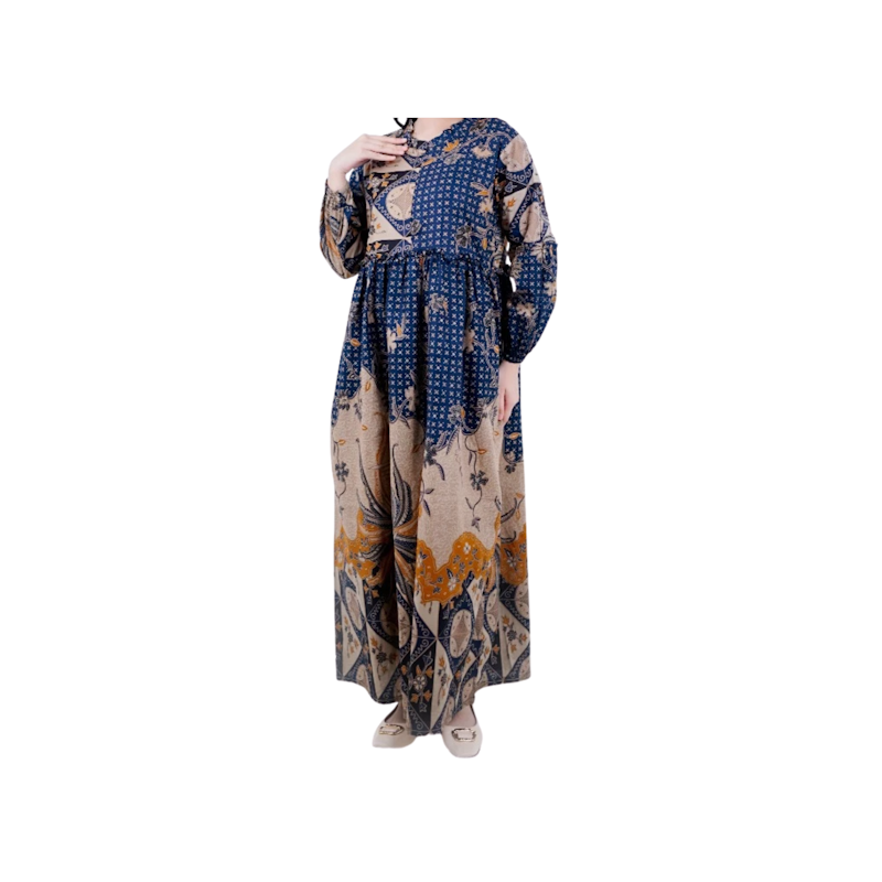 Batik Trusmi Gamis Batik Alisan Motif Burung Kombinasi 1