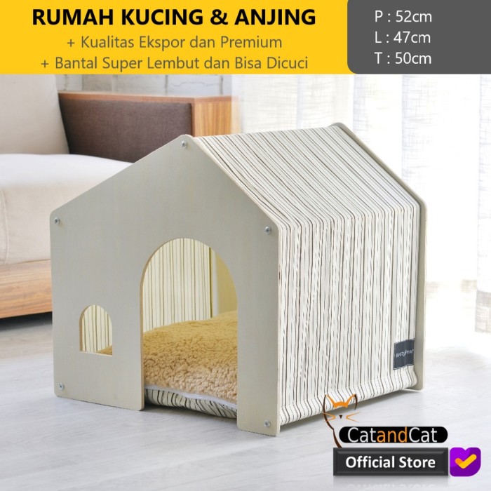 Rumah Kucing dengan Bantal Lembut