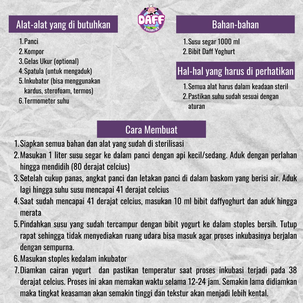 Daff Yoghurt Bibit Yogurt Cair 