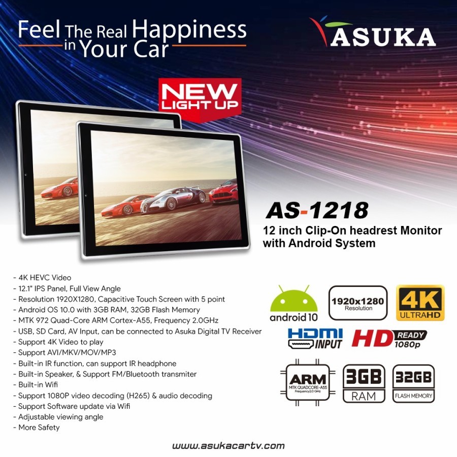 Asuka 12" Clip-On Headrest Monitor with Android System 3