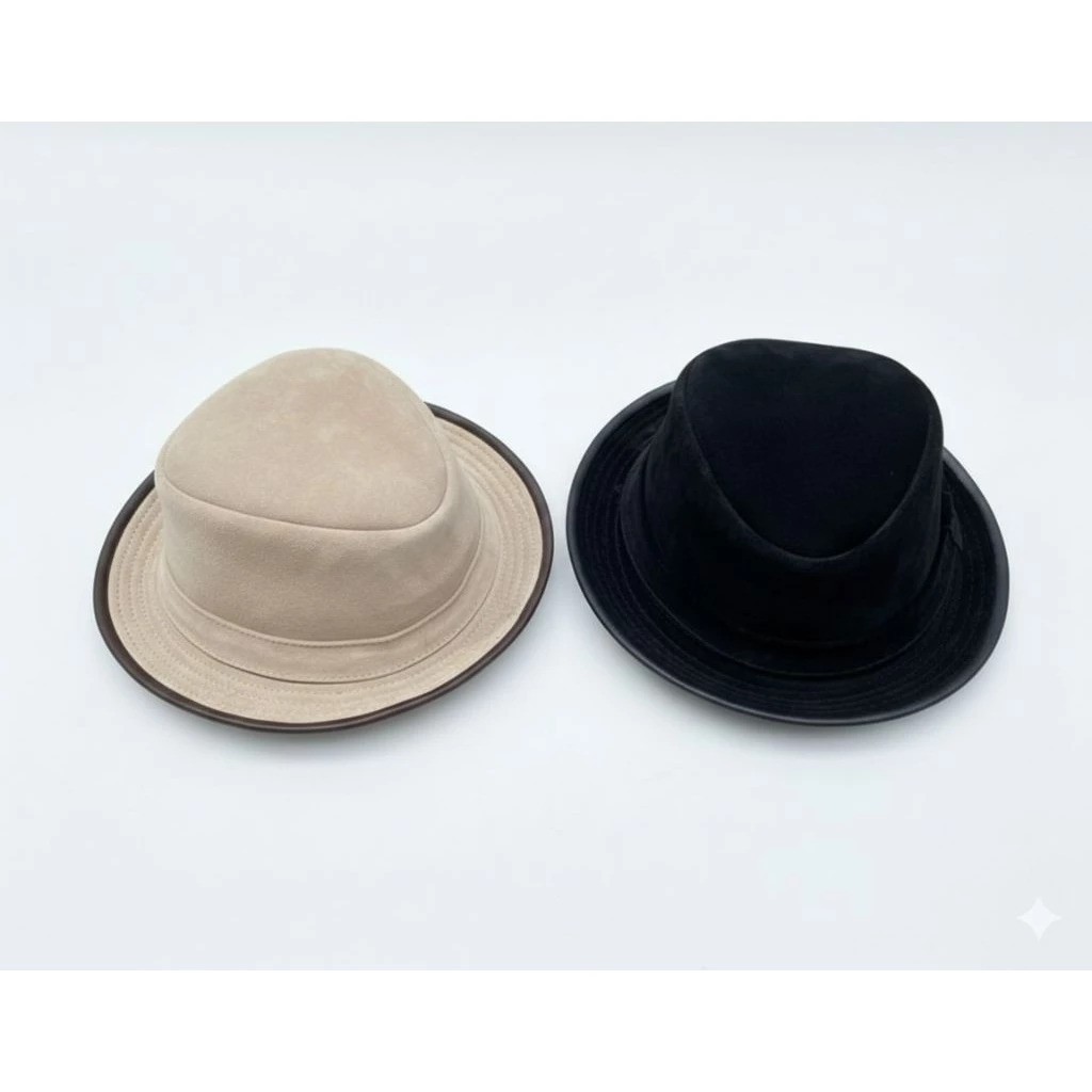  Syamil Leather Topi Fedora Bulat