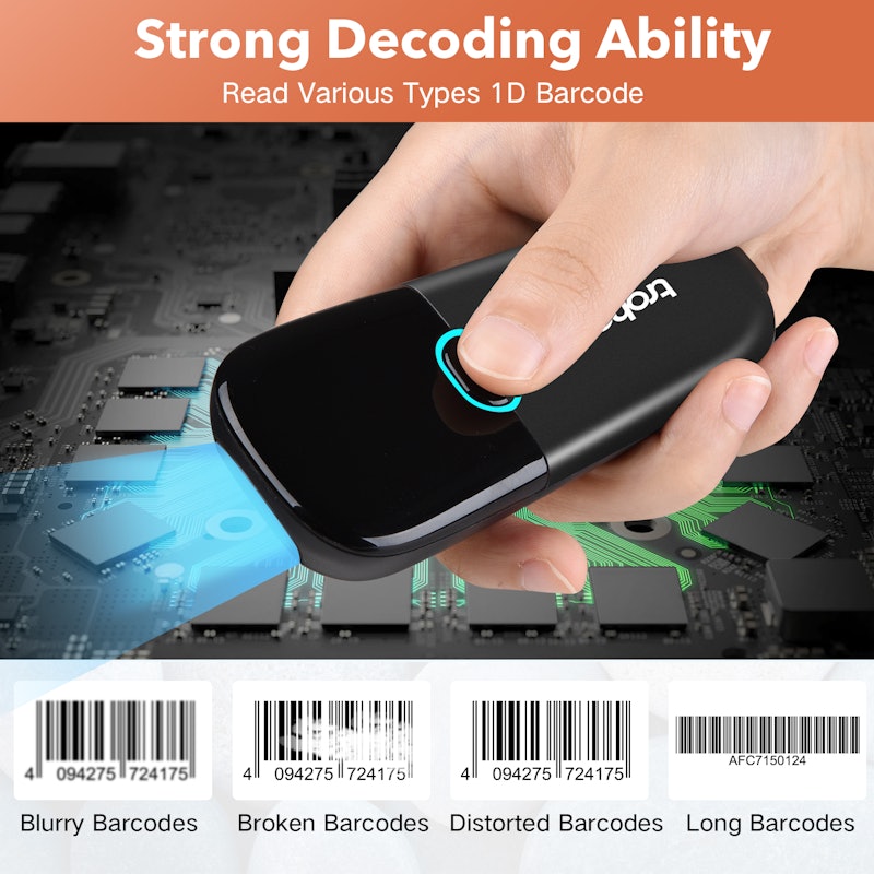 trohestar® Mini Bluetooth Barcode Scanner 1D 2