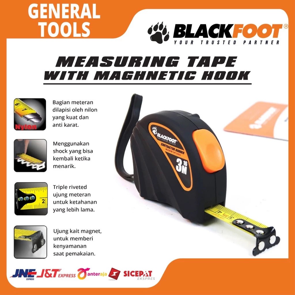  BLACKFOOT Measuring Tape With Magnetic Hook 5 Meter