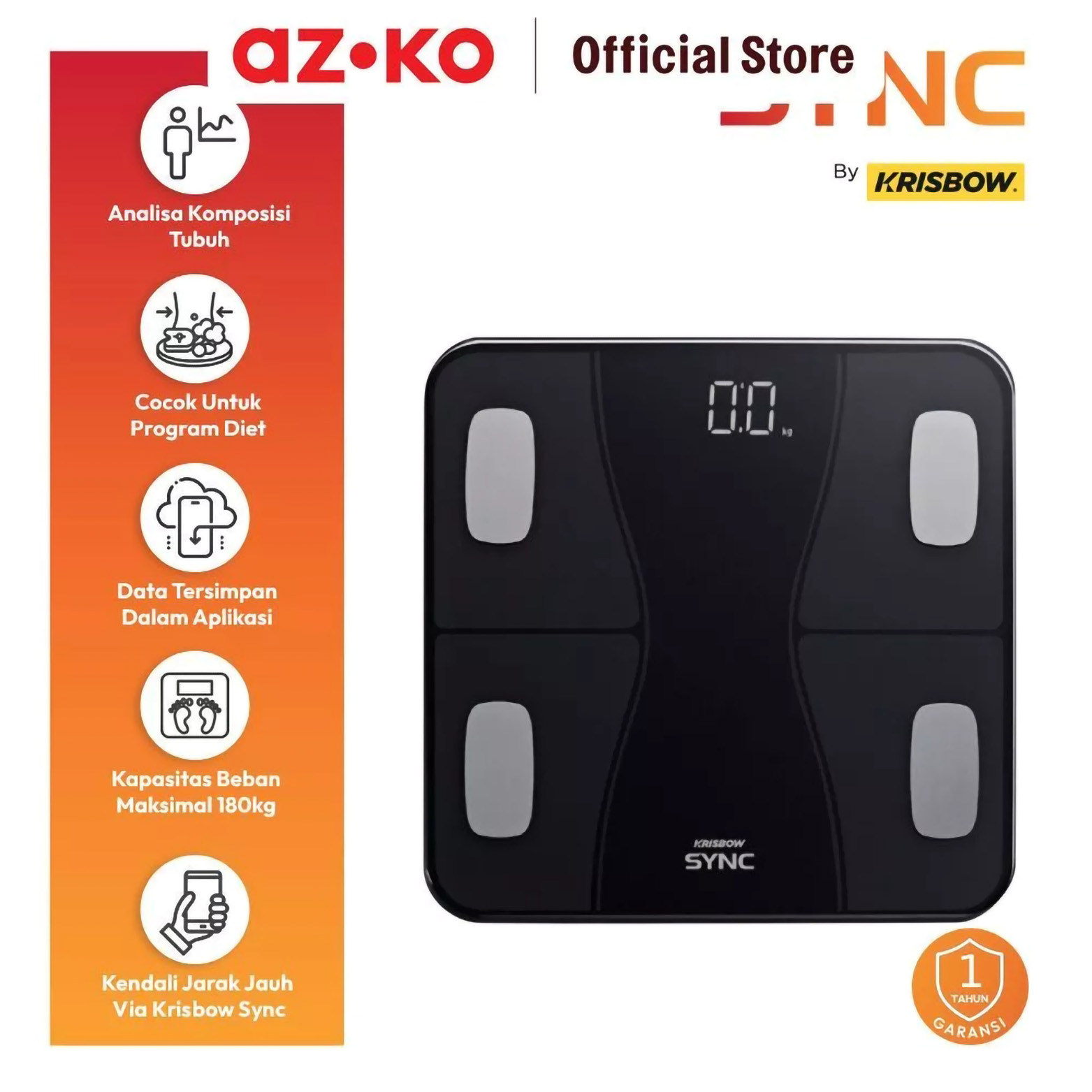Krisbow® Krisbow Sync Timbangan Badan Digital Smart