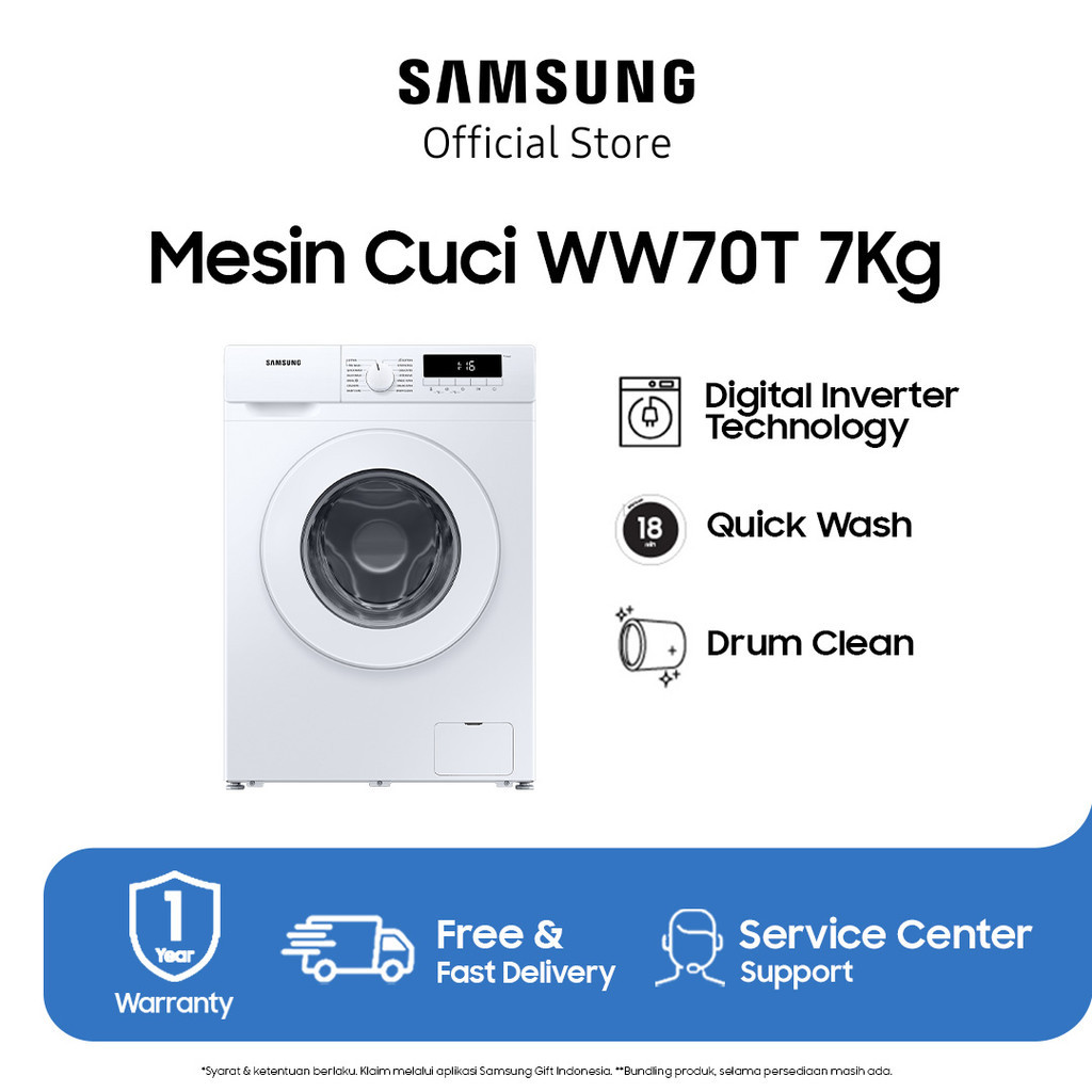 Samsung Electronics Samsung 7 kg Laundry Front-load Washer Quick Wash WW70T3020WW/SE