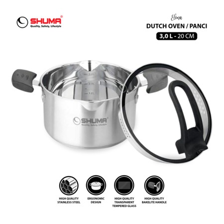 SHUMA Indonesia Shuma Stainless Steel Dutch Oven Elena 20 cm 3.0 L