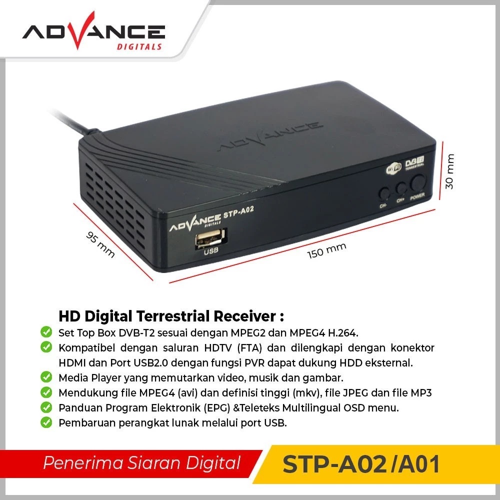 Advance Digitals Advance Set Top Box DVB-T2 STP-A02