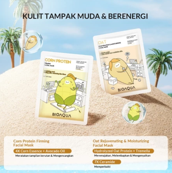 Permata Indo Kav BIOAQUA Oat Rejuvenating & Moisturizing Facial Mask