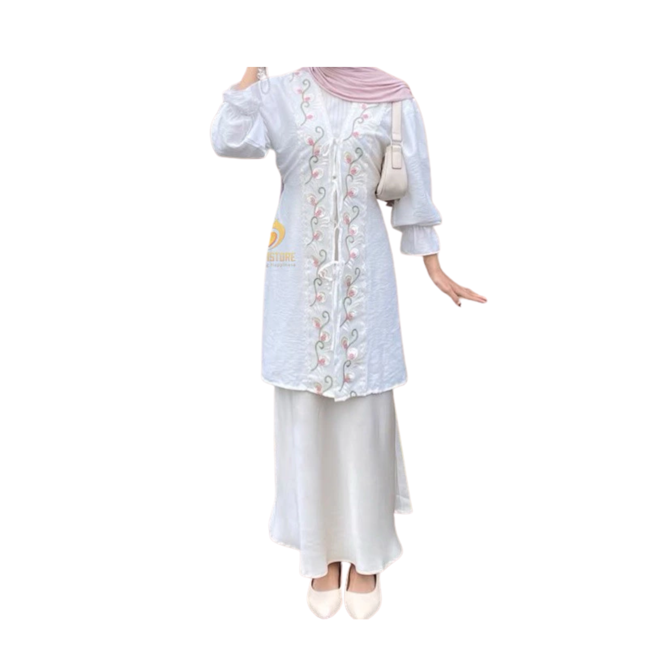 Zani Daisy Long Tunik Tali Bordir Blossom Vintage