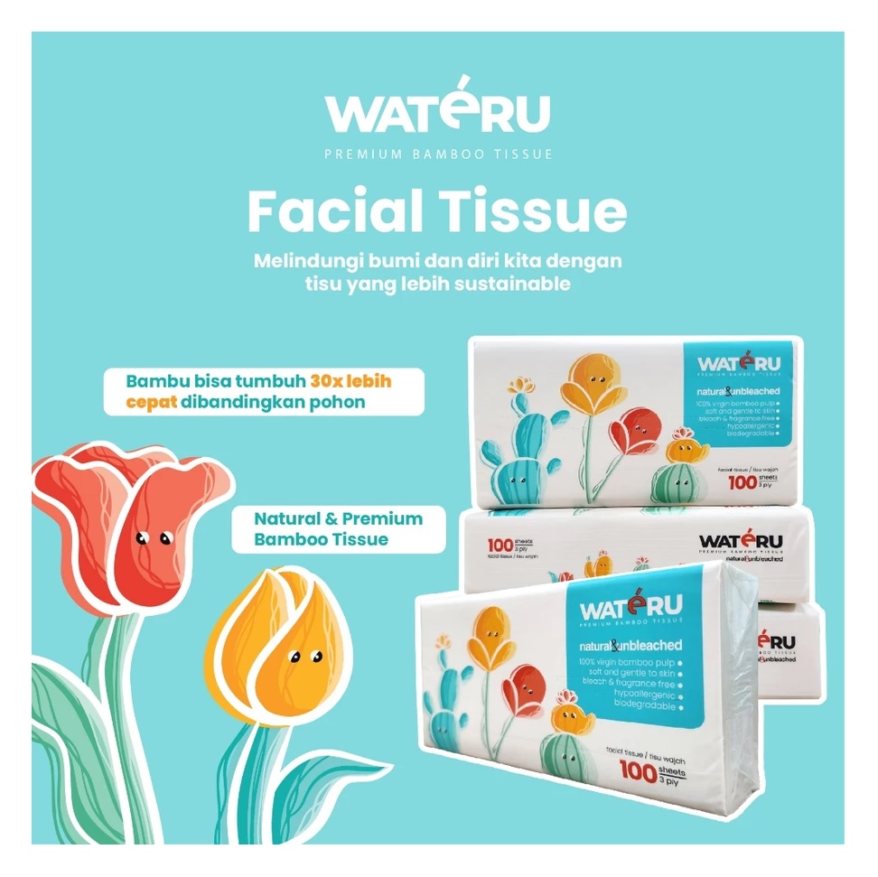 Wateru Natural Alkalindo Wateru Bamboo Facial Tissue