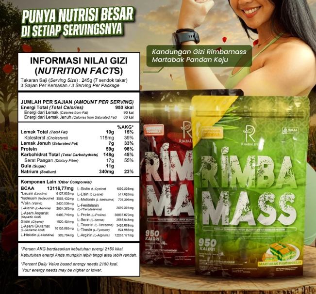 Muscle First Rimbalife Rimba Mass Gainer Martabak Pandan Keju