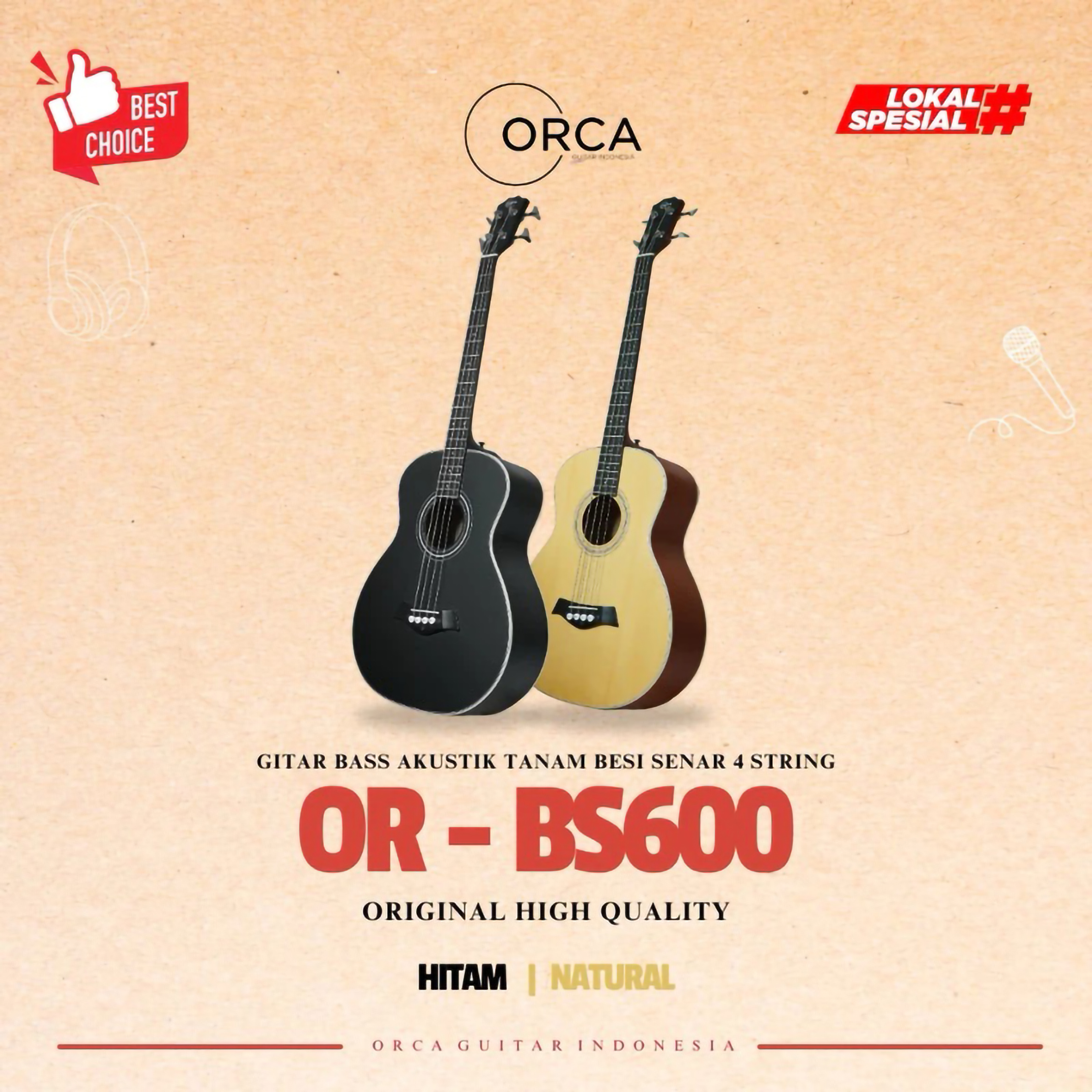 ORCA Guitar Indonesia ORCA Gitar Bass Akustik OR-BS600