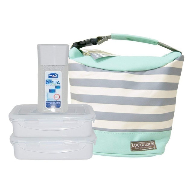 Lunch Box 3P with Stripe Pattern Bag