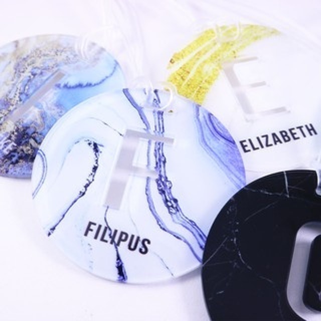Round Bag Tag Marble Custom 4