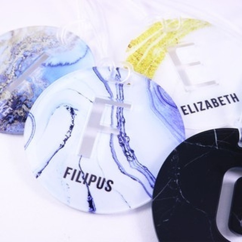 Round Bag Tag Marble Custom 4