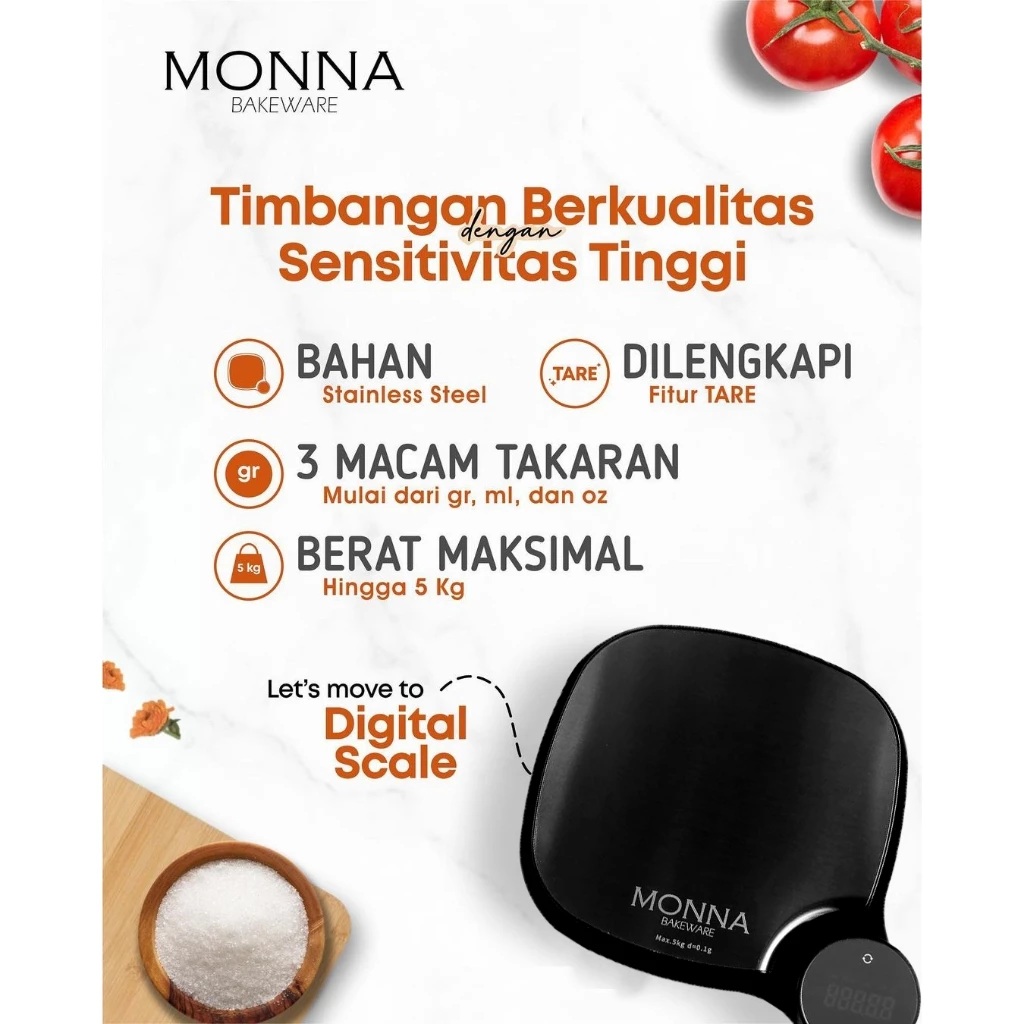  Monna Bakeware Timbangan Digital
