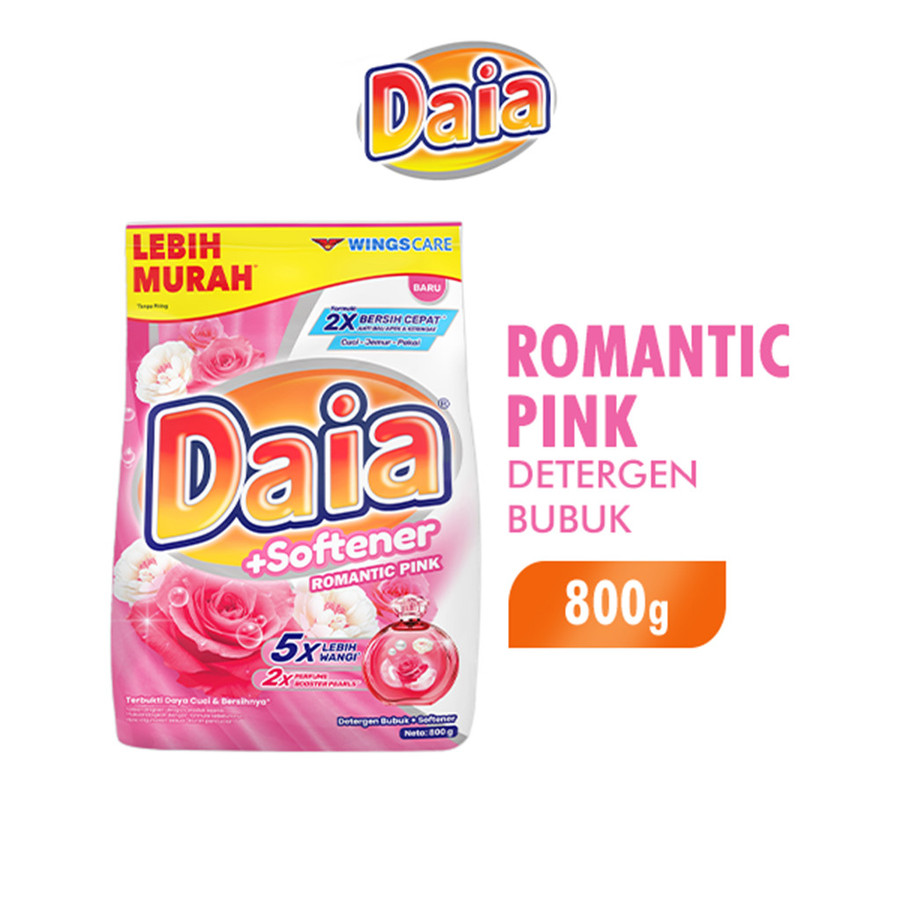 Wings Daia Detergen Bubuk + Softener Romantic Pink