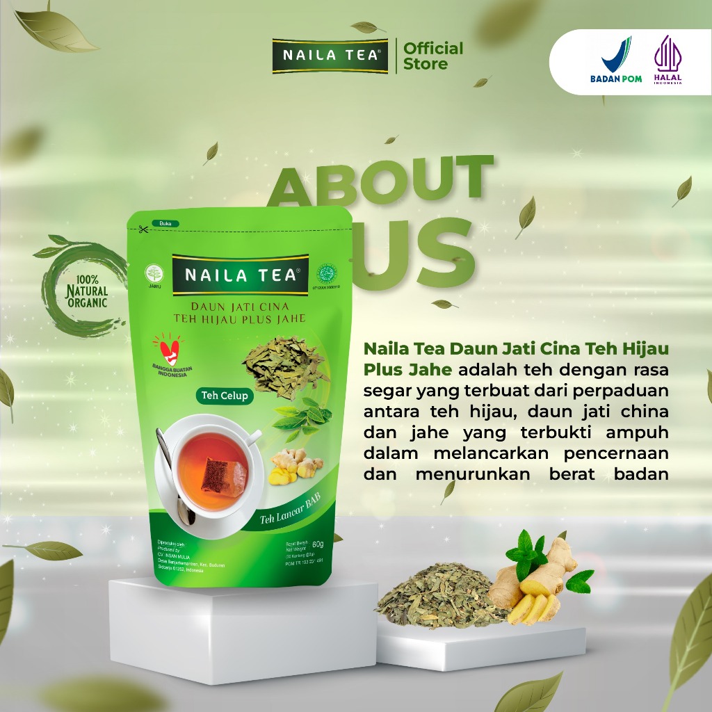 Naila Tea Daun Jati Cina Teh Hijau Plus Jahe  3