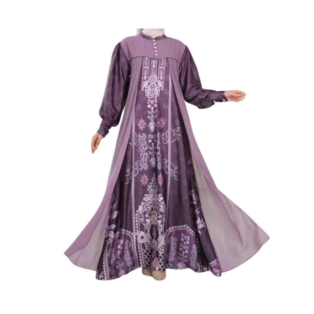 Maraya Dress Yasmeen Silk Mix Ceruty Motif Sultan Elegan