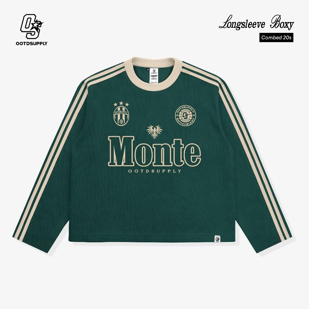 OOTDSUPPLY Longsleeve Boxy Double Stripe Monte Dark Army