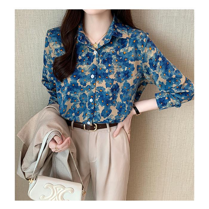  TianShun Flower Shirt Long Sleeves