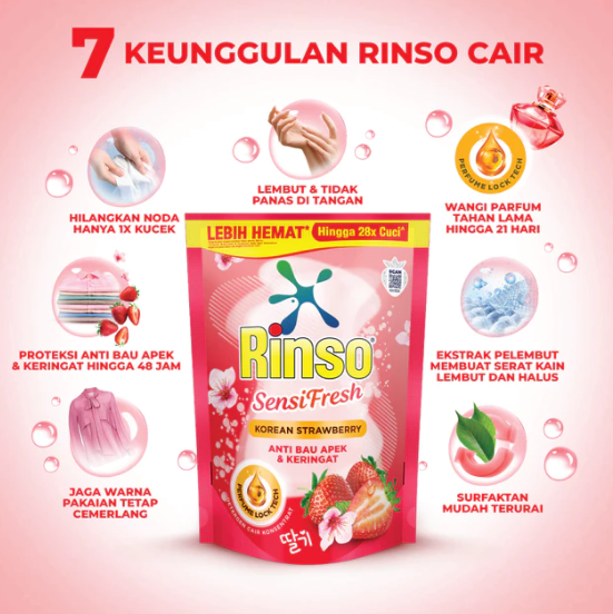 Unilever Indonesia Rinso SensiFresh Deterjen Cair Korean Strawberry