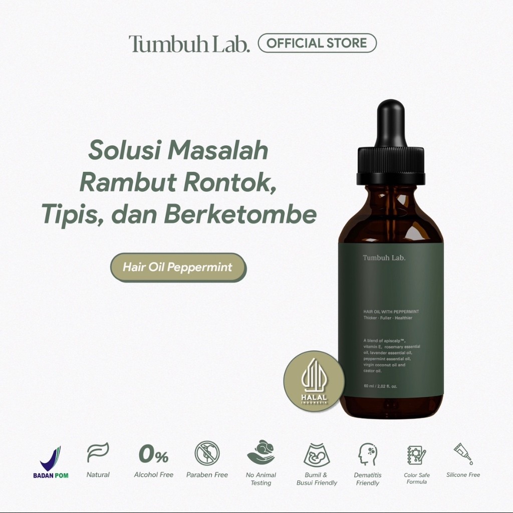 Amerta Kosmetika Teknologi Tumbuh Lab Hair Oil Peppermint
