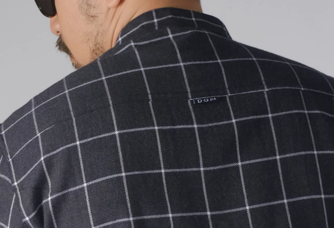 DGM Fashion DGM Kemeja Flanel Kerah Sanghai Lengan Panjang Abu Tua 2629