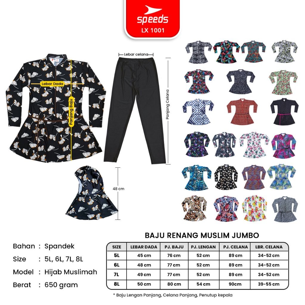 Speeds Indonesia Speeds Baju Renang Wanita Muslim Jumbo  1001