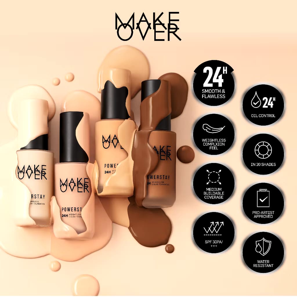 Paragon Technology and Innovation MAKE OVER Powerstay 24H Weightless Liquid Foundation W32 Warm Beige
