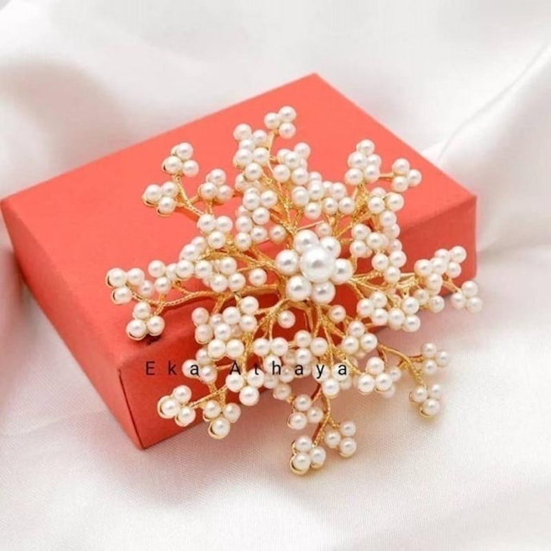 Bros Kebaya Besar Kutu Baru Premium Mutiara Brukat 3