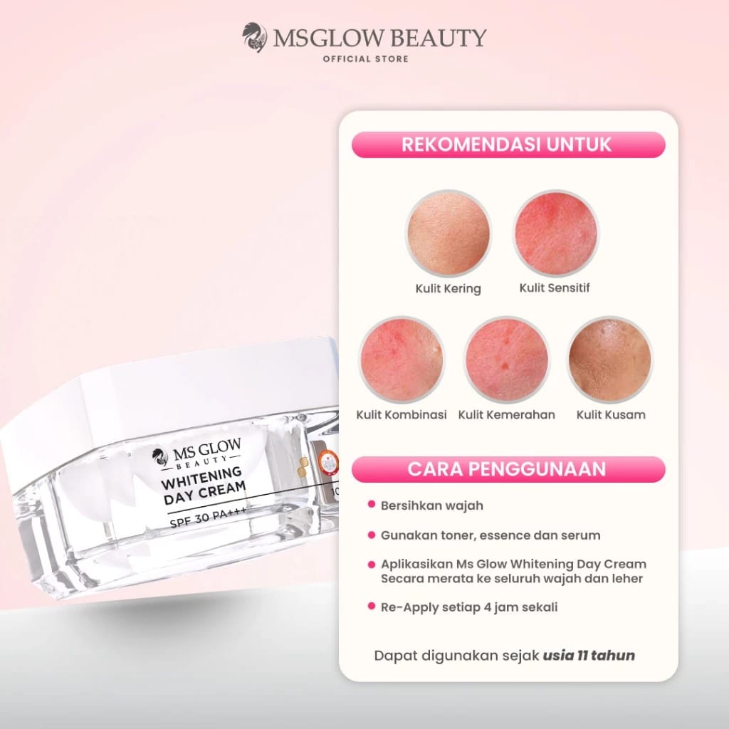 Kosmetika Cantik Indonesia MS Glow Whitening Day Cream SPF 30 PA+++