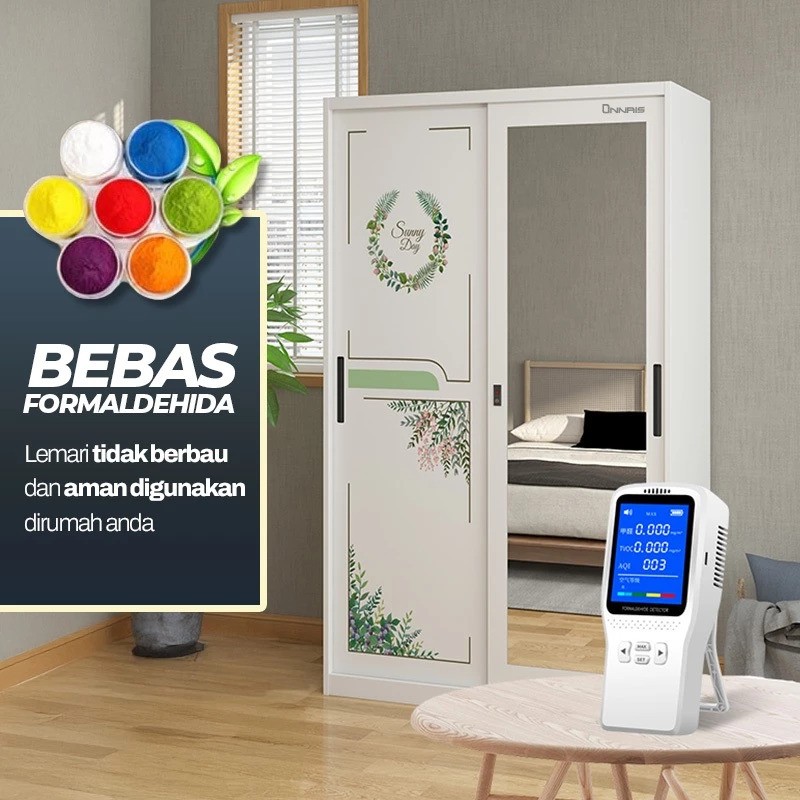  ONNAIS Lemari Pakaian Besi Sliding 2 Pintu Dandelion