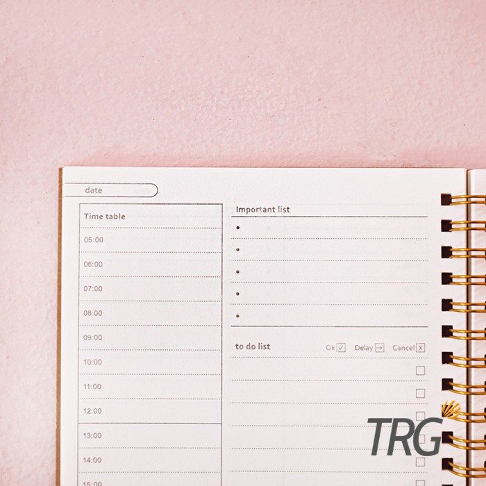 TRG Buku Tulis Catatan A5 - Kraft Cover Spiral Daily Planner Notebook