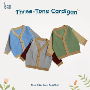 Nice Kids Winter Three Tone Knit Cardigan Baby Unisex