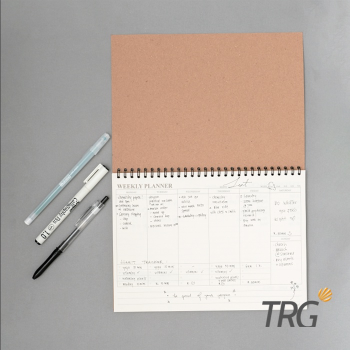 TRG Kraft Cover Spiral Weekly Planner + Expense Tracker Notebook